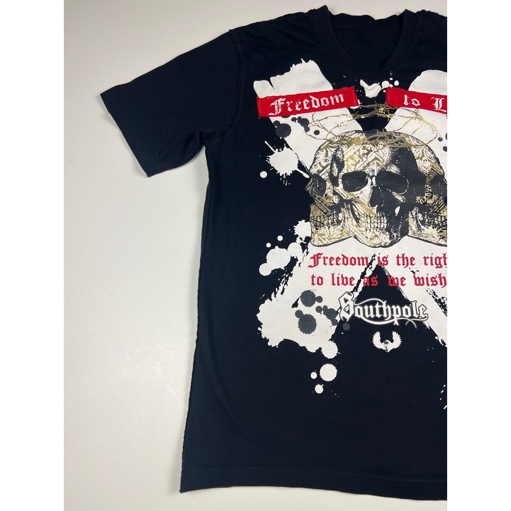 Southpole Mens Graphic T Shirt Black Skull Freedom to Live‎ Design - Medium - Picture 2 of 12